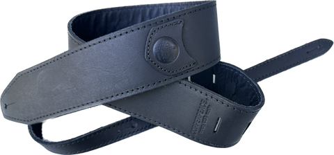 Copperpeace Black leather Homerun guitar strap AlI Black Leather w/ Debossing - Copperpeace imprint