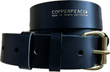 Copperpeace Old Style PHAT Guitar Strap - Black Leather with Brass Buckle