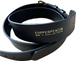 Copperpeace Old Style PHAT Guitar Strap - Black Leather with Brass Buckle Acoustic Guitar 2