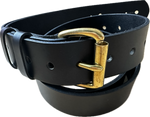 Copperpeace Old Style PHAT Guitar Strap - Black Leather with Brass Buckle Acoustic Guitar 3