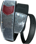 Glovely Silver Sequined Black Leather Guitar Strap