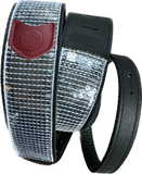 Glovely Silver Sequined Black Leather Guitar Strap