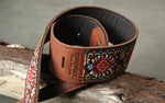 Copperpeace Mariposa Vintage Floral Embroidered Leather Guitar Strap